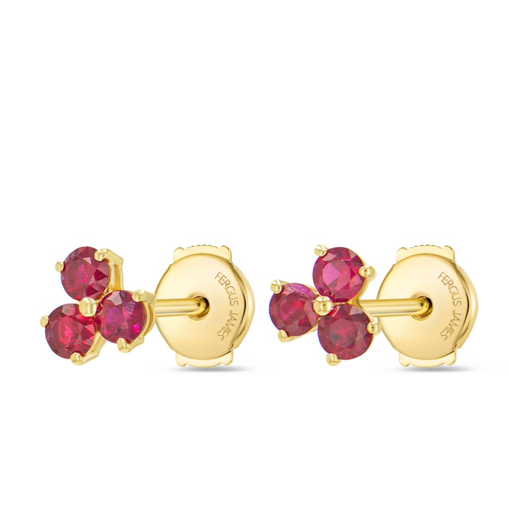 Regal Diamond Earrings Radiance - Trio Cluster Ruby