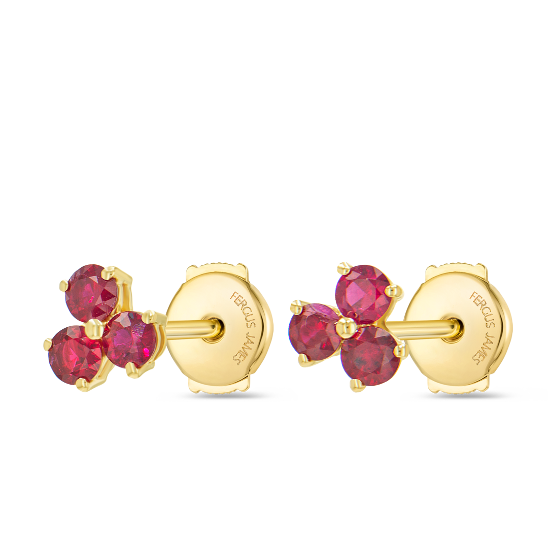 Regal Diamond Earrings Radiance - Trio Cluster Ruby