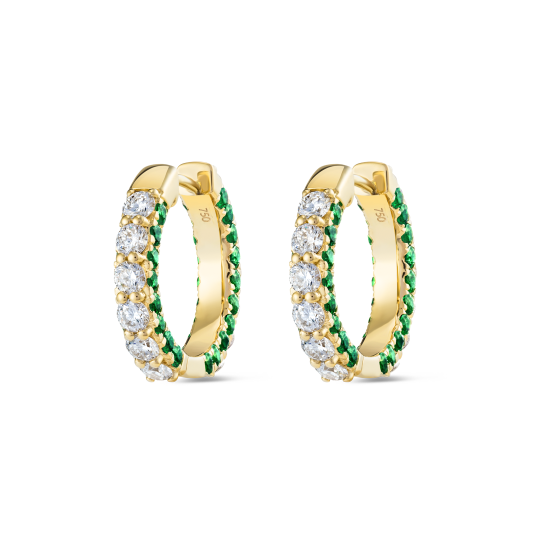 Timeless Diamond Earrings Radiance - Triple Sided Emerald