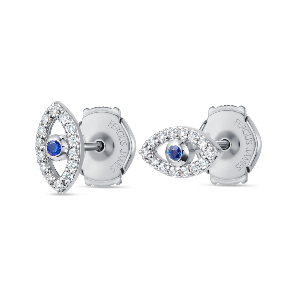 Celestial Diamond Earrings Heirloom - Blue Sapphire Evil