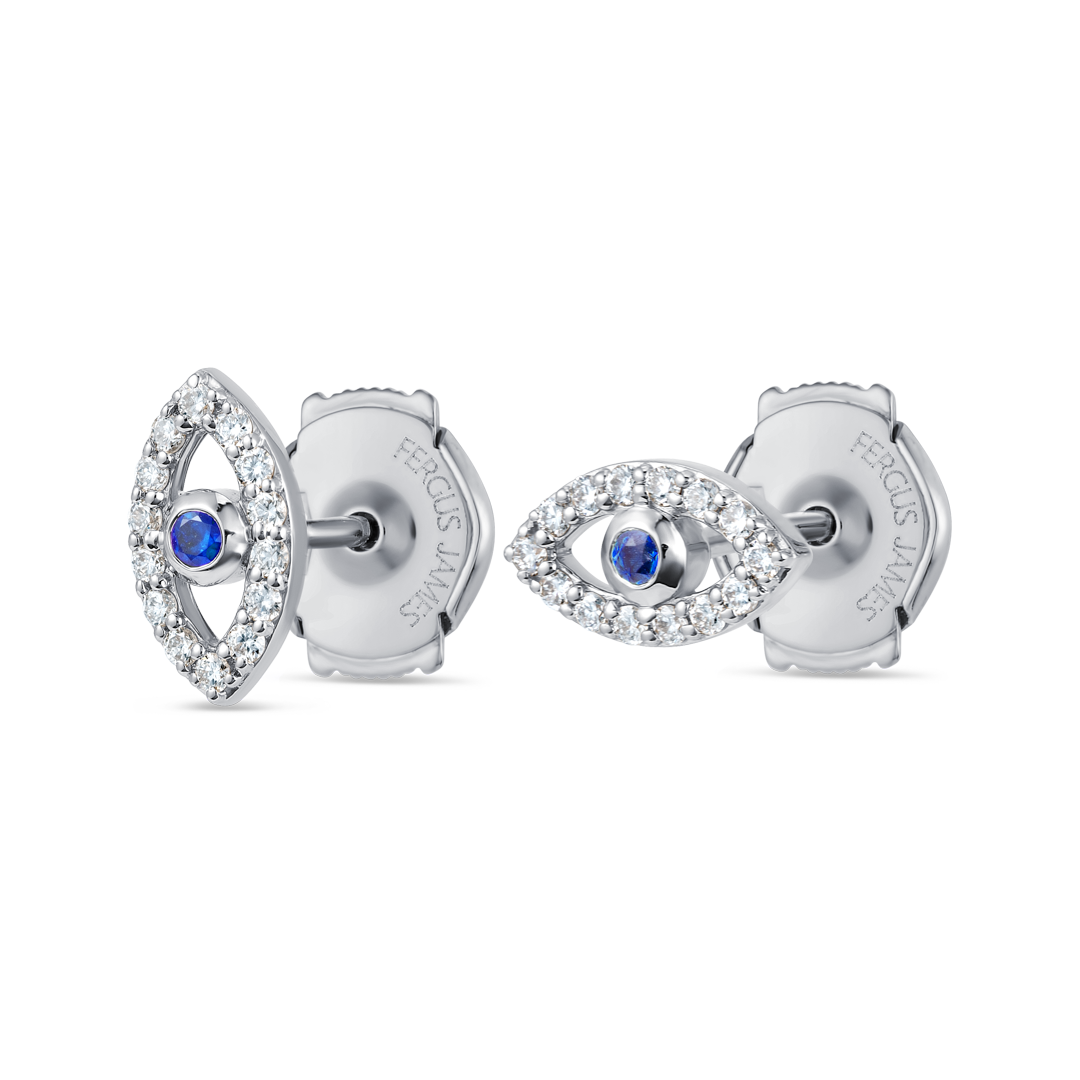 Celestial Diamond Earrings Heirloom - Blue Sapphire Evil