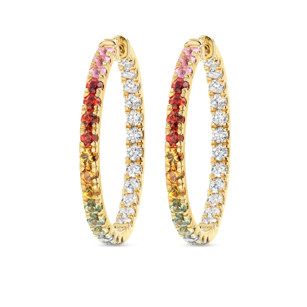 Majestic Diamond Earrings Grace - Rainbow Sapphire Hoop