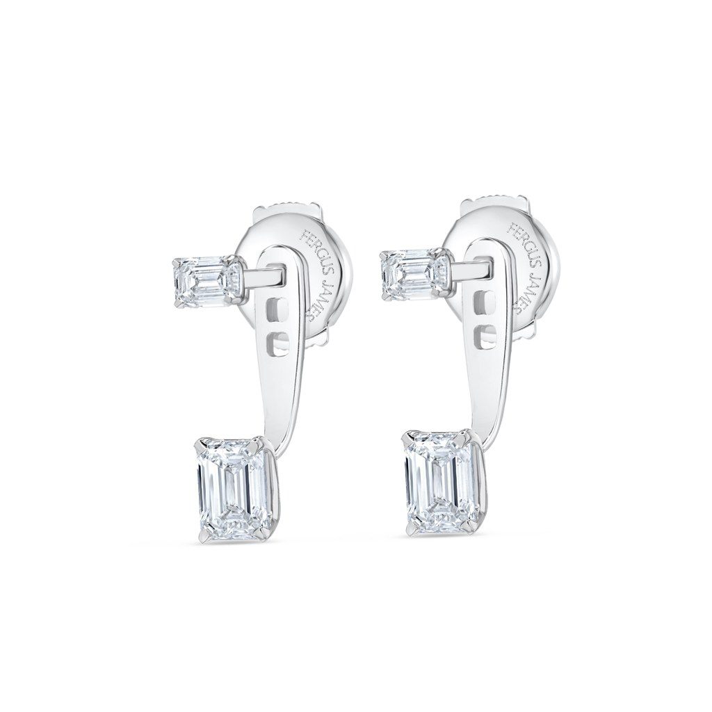 Luminous Diamond Earrings Illumination - Emerald Shaped Diamond