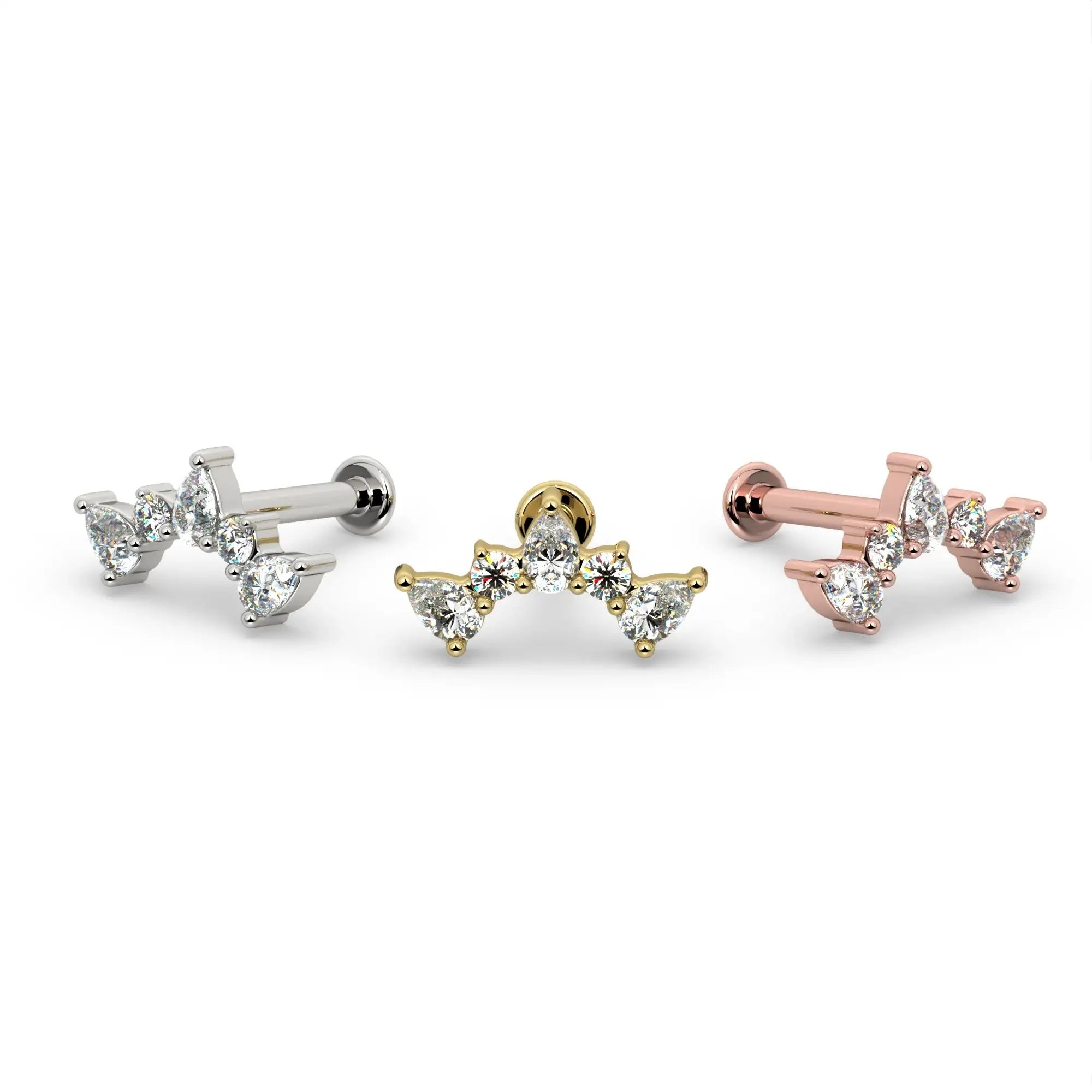 Serene Ear Piercing Elegance - Diamond Pear Climber