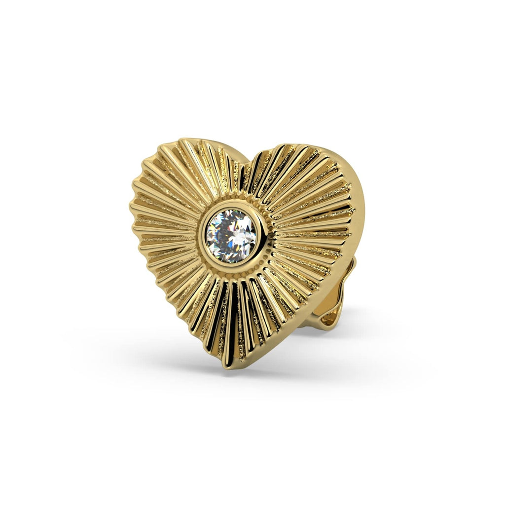 Ethereal Ear Piercing Opulence - Diamond Sunburst Heart