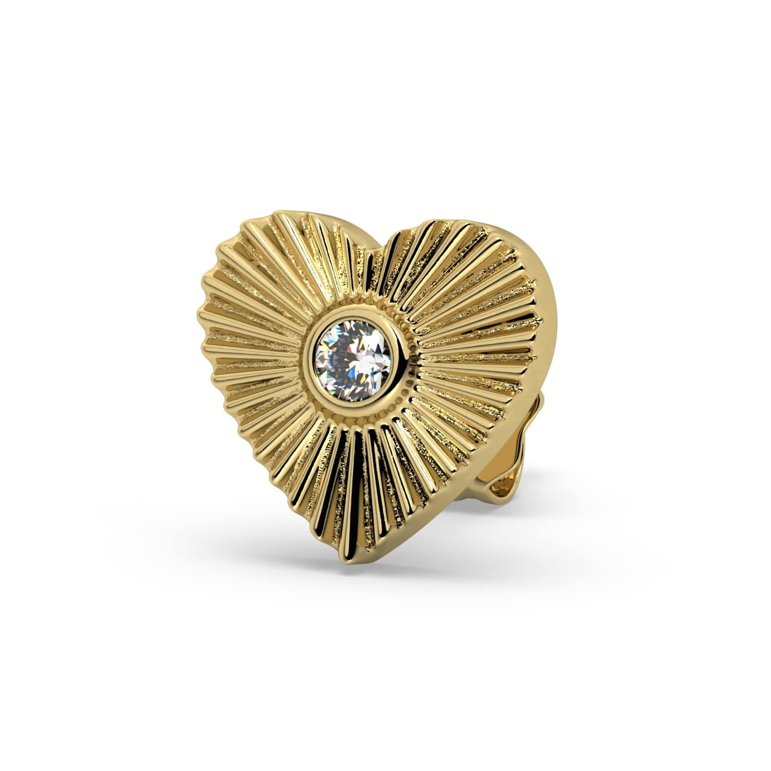 Ethereal Ear Piercing Opulence - Diamond Sunburst Heart