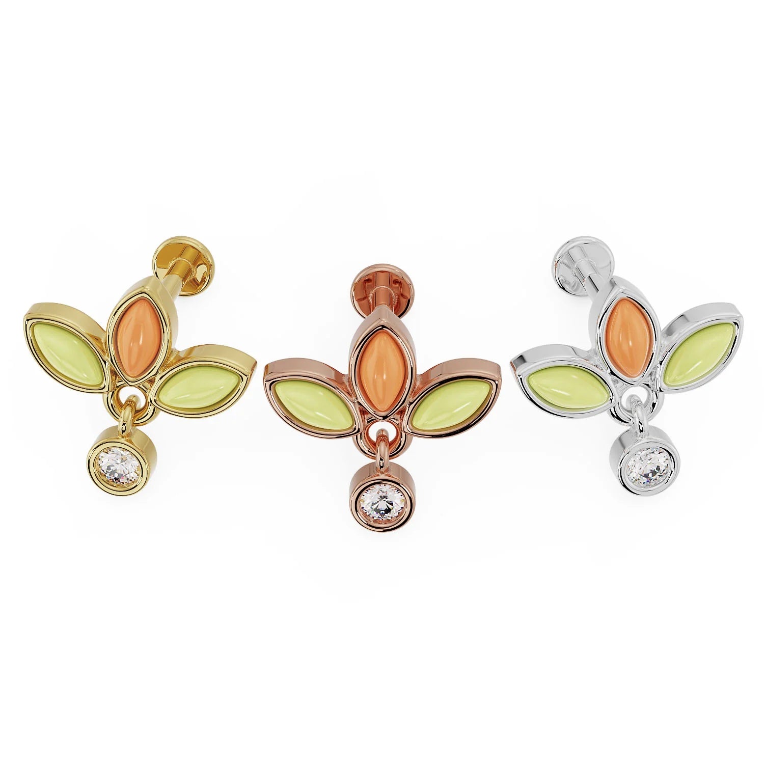 Ethereal Ear Piercing Grandeur - Jade Coral Wildflower