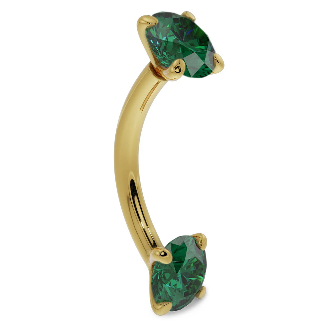Sovereign Ear Piercing Grace - Emerald Prong-Set Curved