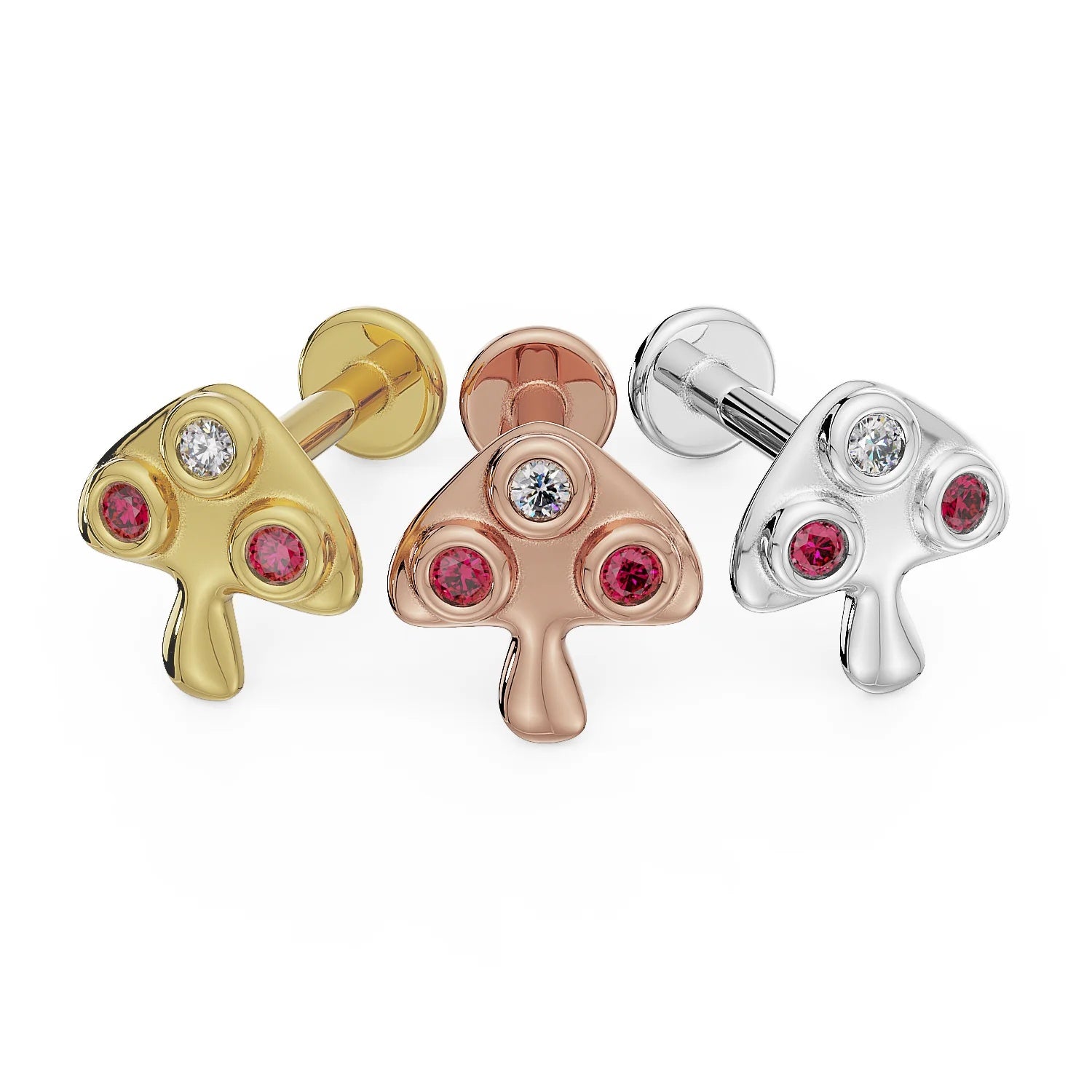 Serene Ear Piercing Grace - Diamond Ruby Mushroom