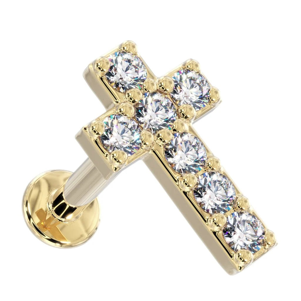Luminous Ear Piercing Heirloom - Diamond Cross Flat