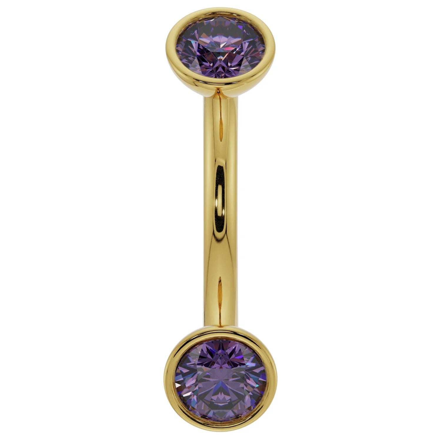 Sovereign Ear Piercing Harmony - Amethyst Bezel-Set Curved
