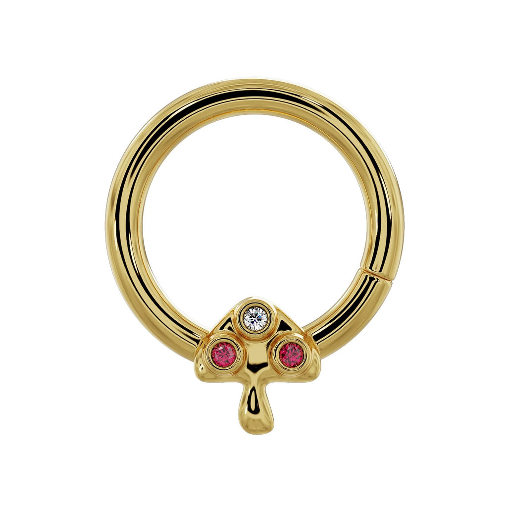 Majestic Ear Piercing Allure - Diamond Ruby Mushroom