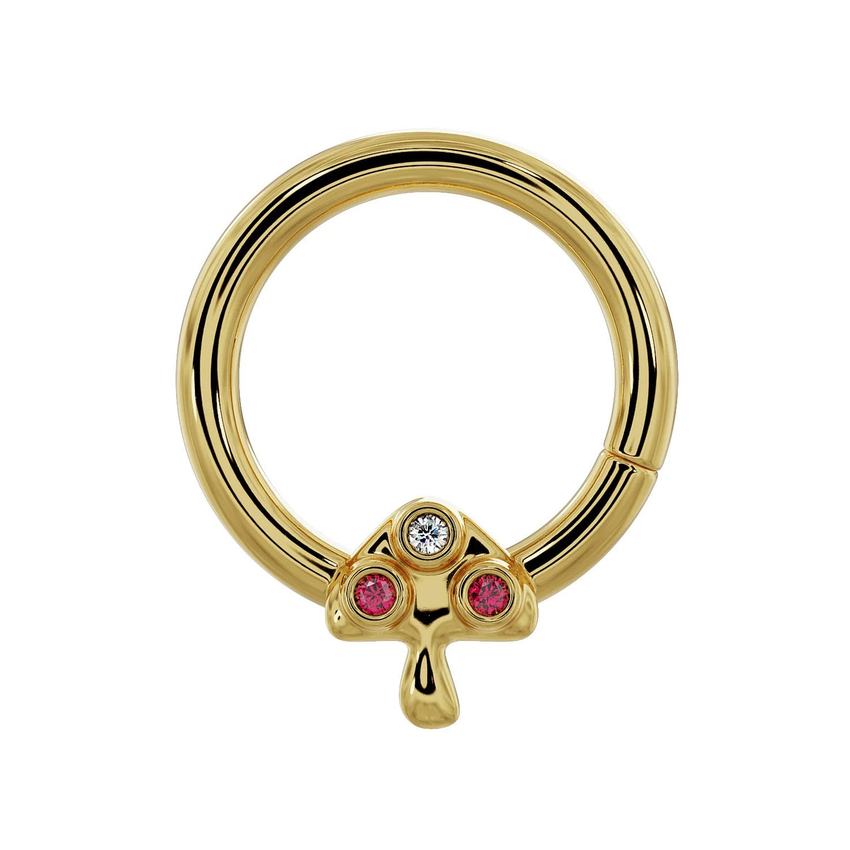 Majestic Ear Piercing Allure - Diamond Ruby Mushroom