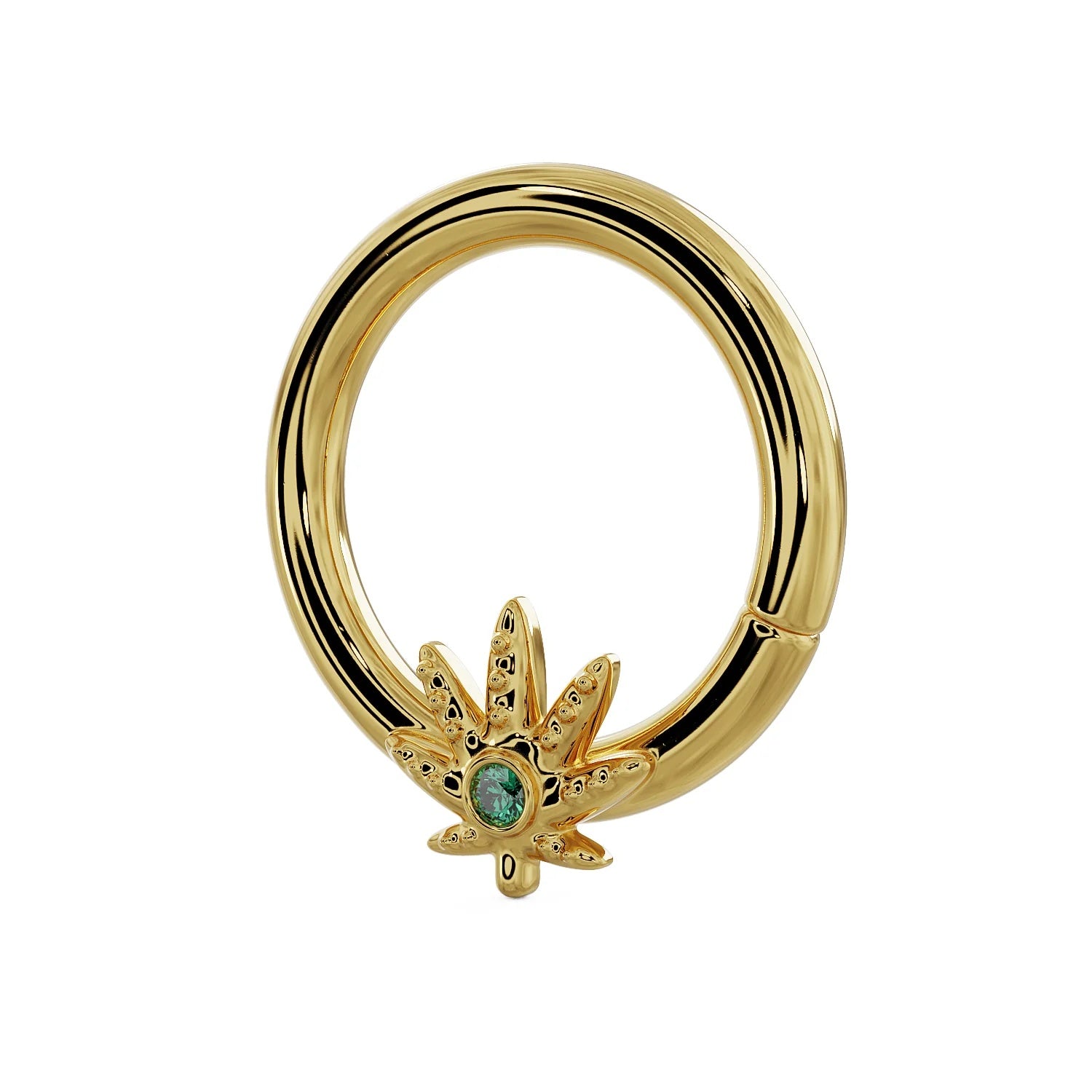 Timeless Ear Piercing Allure - Emerald Marijuana Pot
