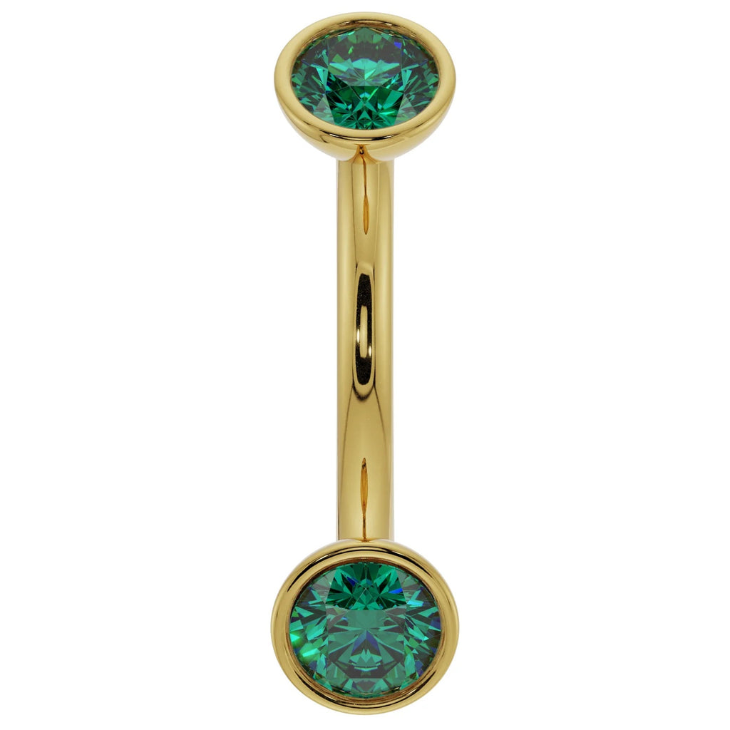Majestic Ear Piercing Harmony - Emerald Bezel-Set Curved