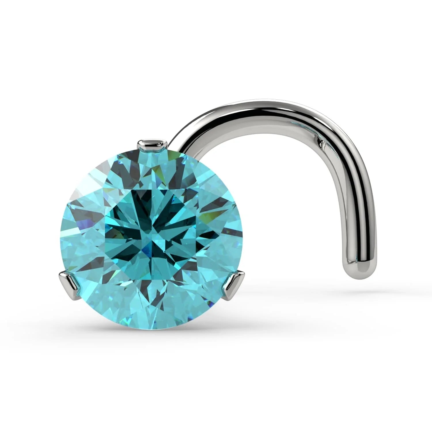 Royal Nose Stud Elegance - Lumina Prong Aqua