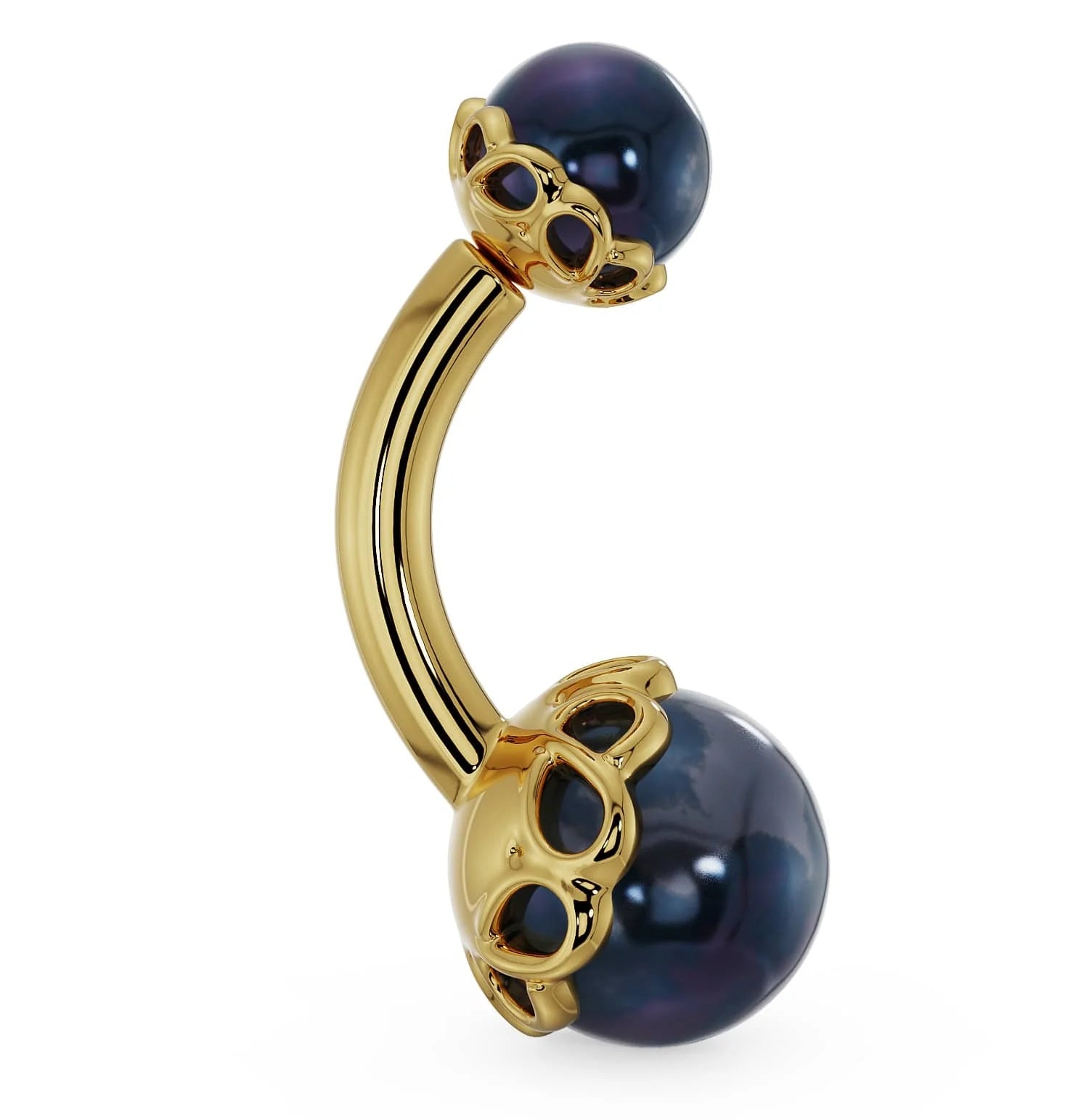 Majestic Navel Piercing Opulence - Black Akoya Pearl
