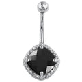 Regal Navel Piercing Elegance - Black Onyx Diamond