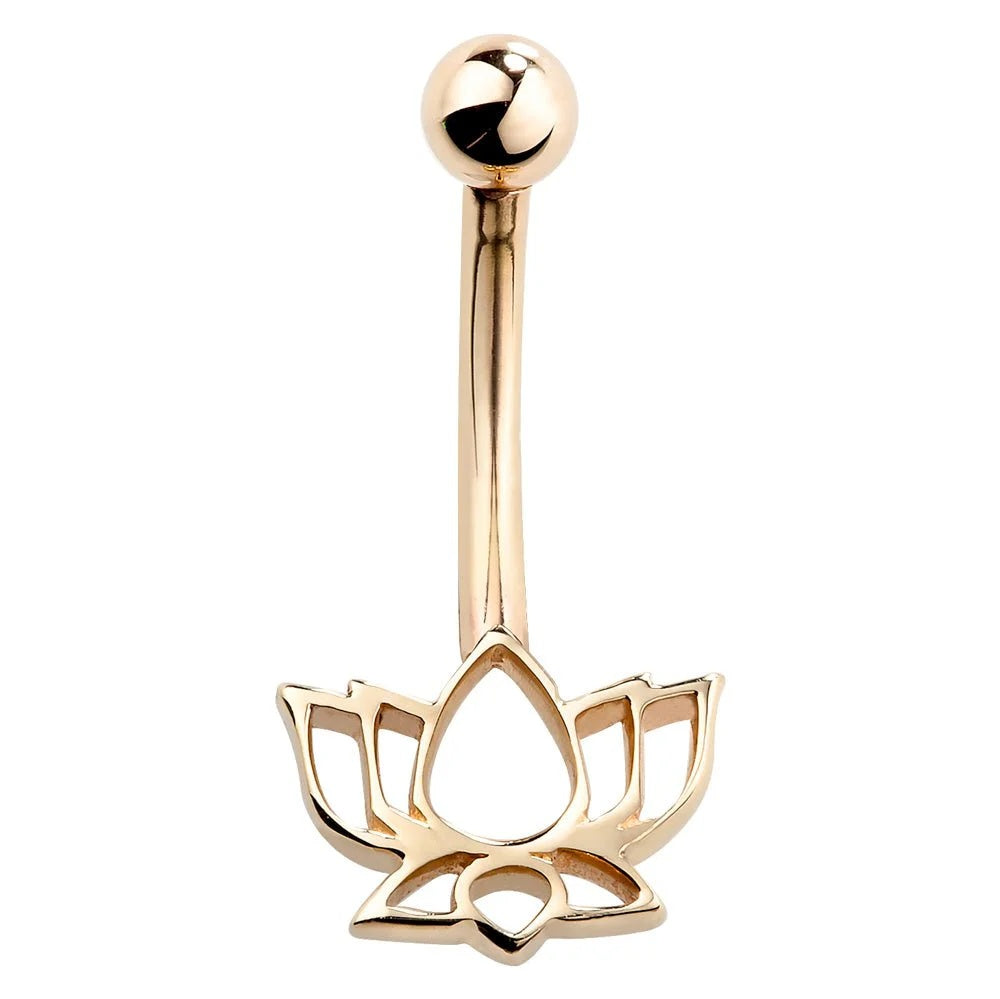 Majestic Navel Piercing Elegance - Lotus Flower Navel