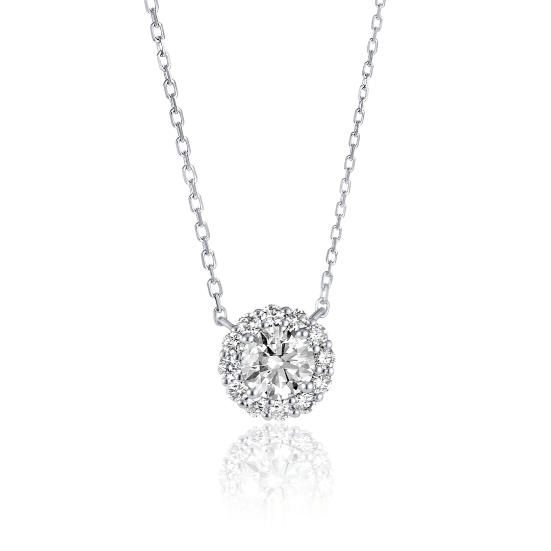 Timeless Diamond Pendant Elegance - Round Diamond Halo