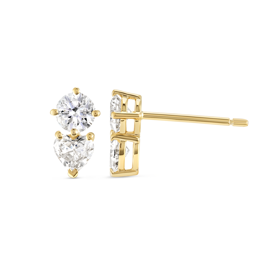 Aura Diamond Earrings Elite - Heart Round Duo
