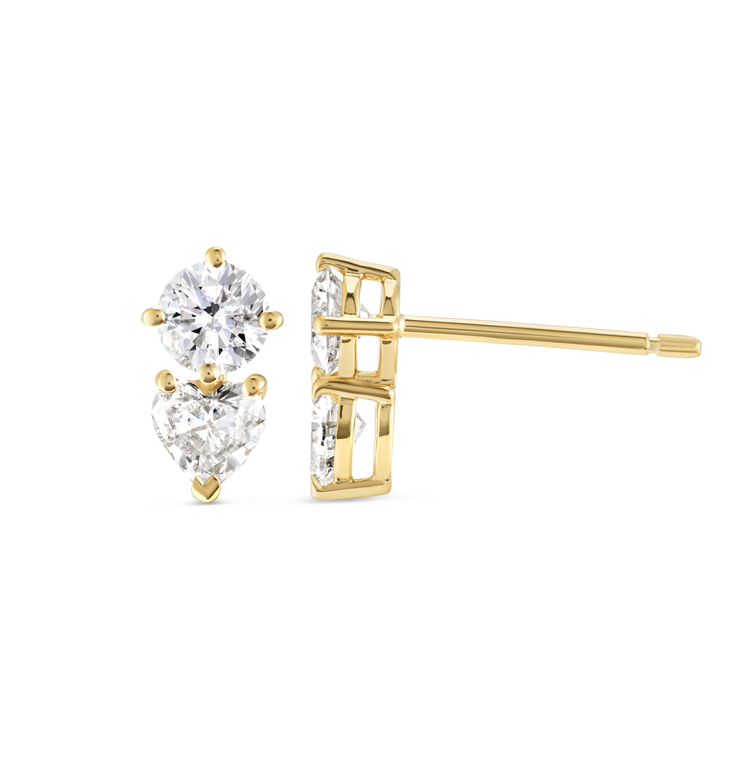 Aura Diamond Earrings Elite - Heart Round Duo