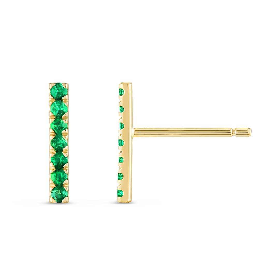 Royal Diamond Earrings Illumination - Elegant Emerald Bar