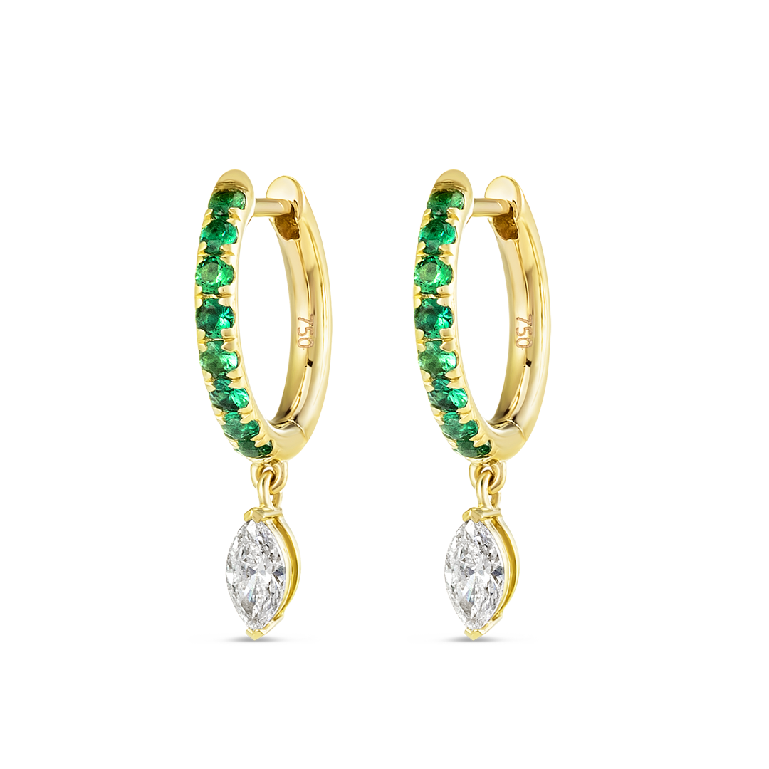 Majestic Diamond Earrings Radiance - Marquise Diamond Emerald