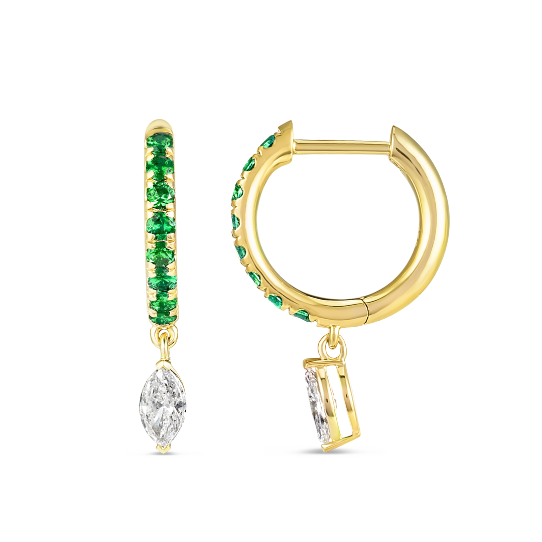 Majestic Diamond Earrings Radiance - Marquise Diamond Emerald