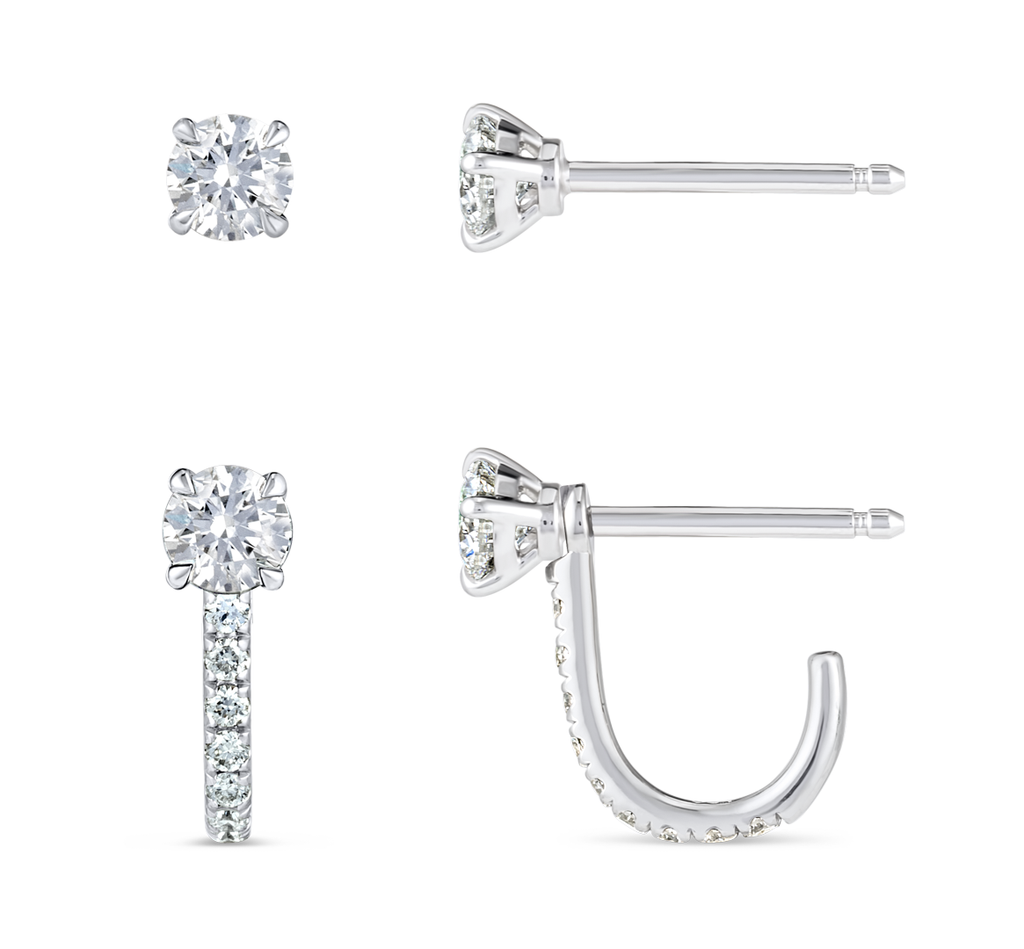Serene Diamond Earrings Grandeur - Diamond Huggie Detachable