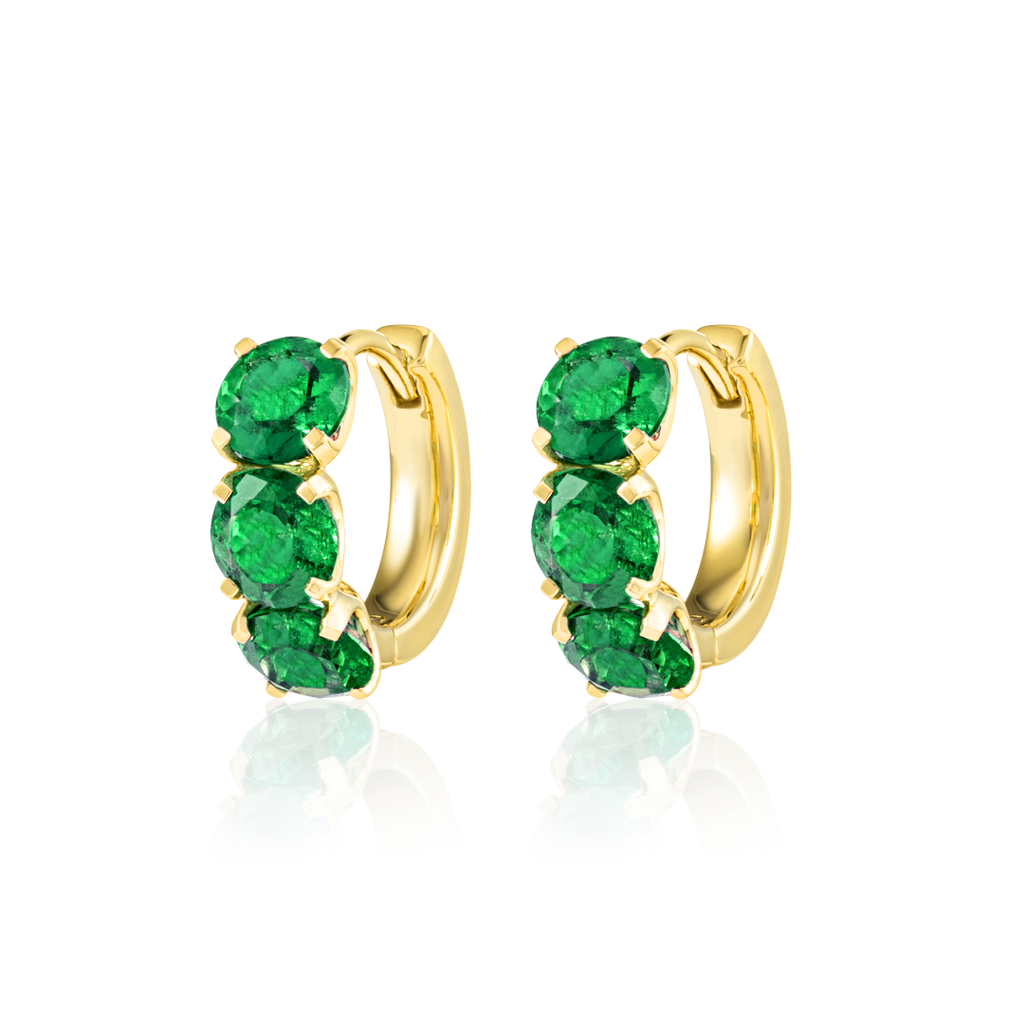 Aura Diamond Earrings Elite - Large Emerald Huggie
