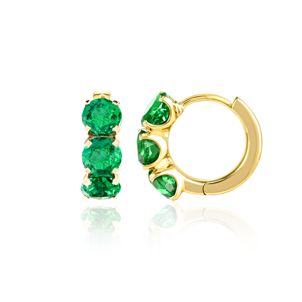 Aura Diamond Earrings Elite - Large Emerald Huggie