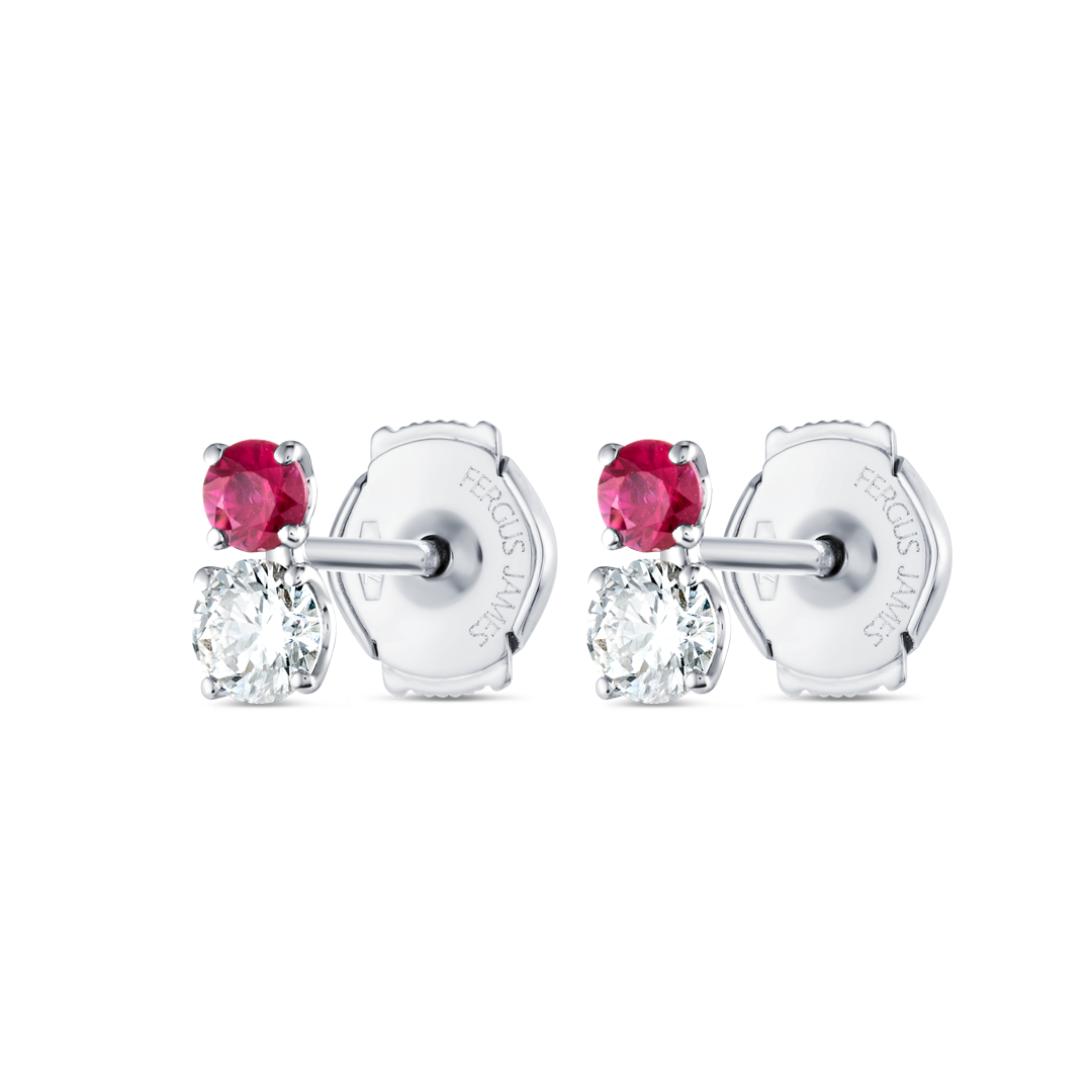 Ethereal Diamond Earrings Harmony - Duo Deep Red