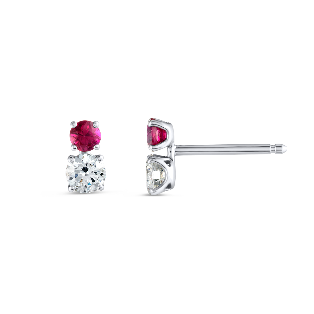 Ethereal Diamond Earrings Harmony - Duo Deep Red