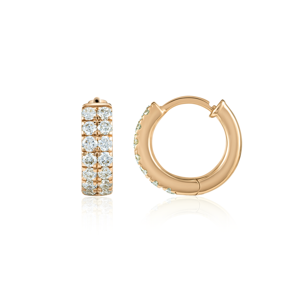 Majestic Diamond Earrings Heirloom - Double Diamond Huggie