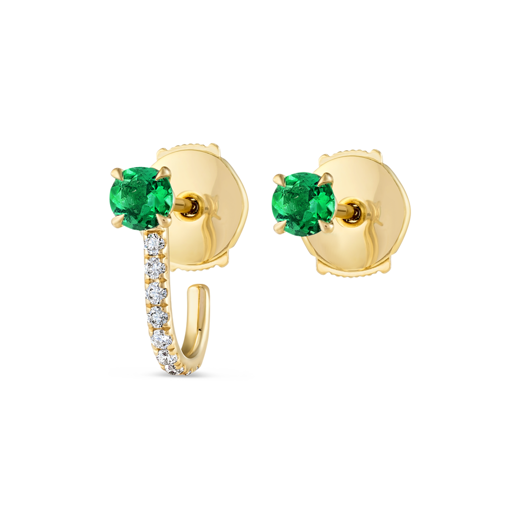 Ethereal Diamond Earrings Grace - Colombian Emerald Huggie