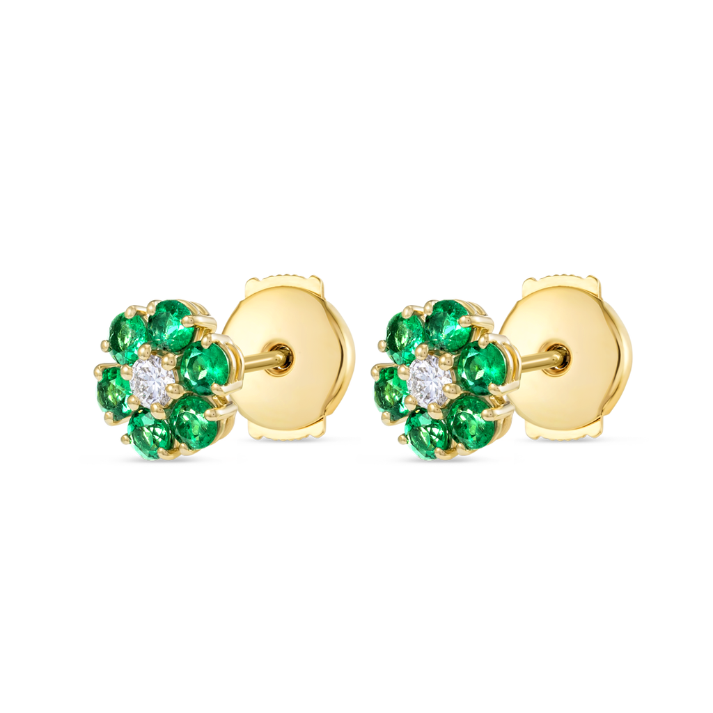 Regal Diamond Earrings Essence - Diamond Colombian Emerald