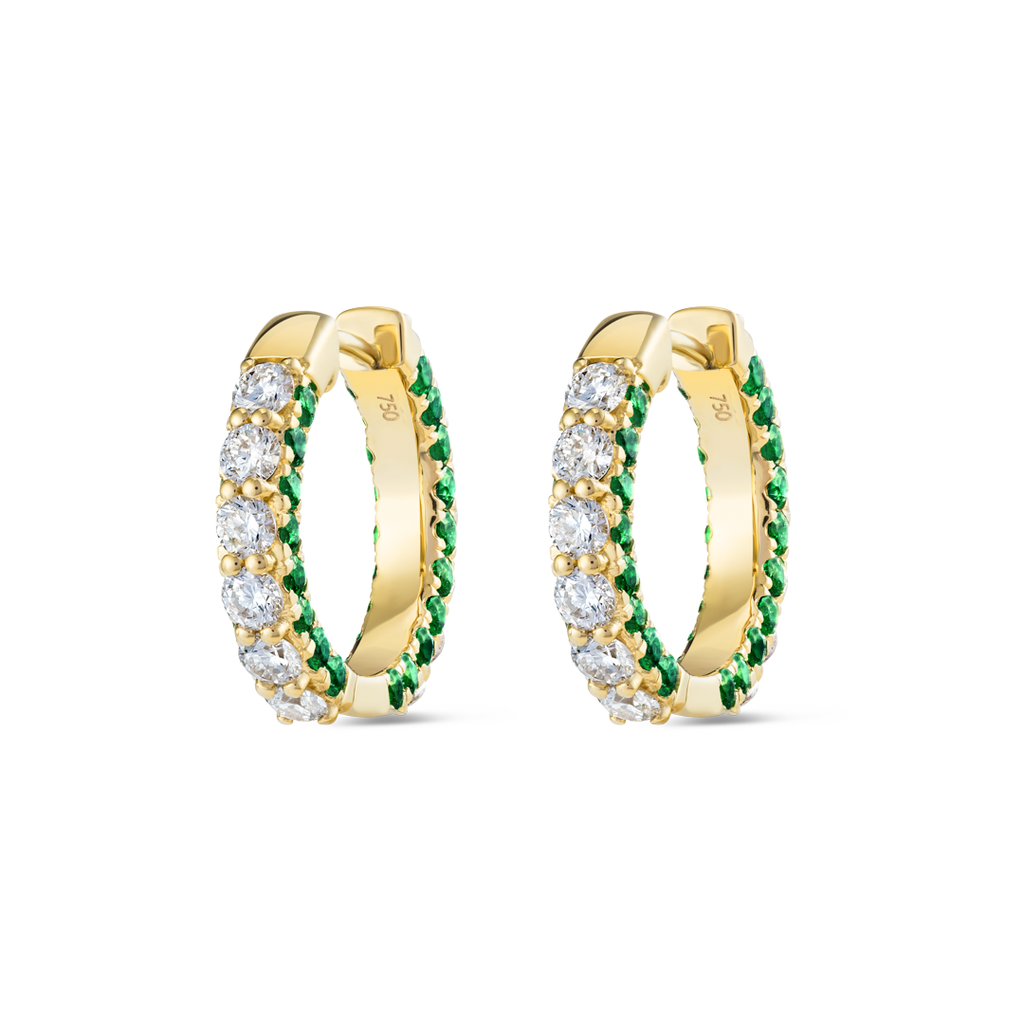 Timeless Diamond Earrings Radiance - Triple Sided Emerald