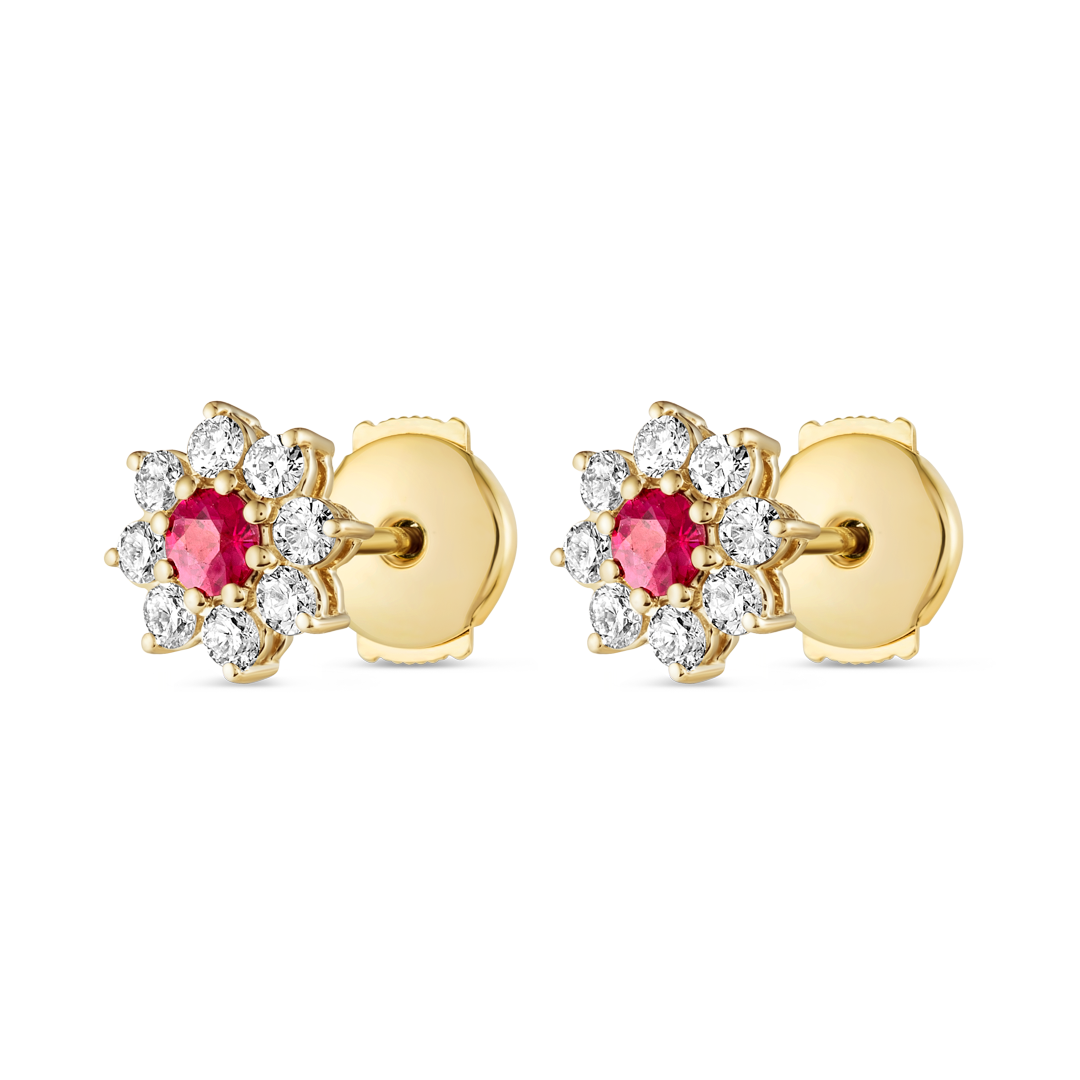 Luminous Diamond Earrings Heirloom - Deep Red Ruby