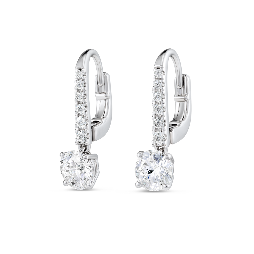 Ethereal Diamond Earrings Harmony - Round Diamond Drop