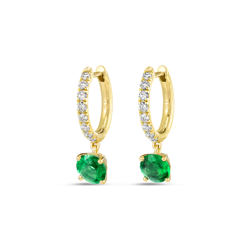 Majestic Diamond Earrings Opulence - Round Colombian Emerald