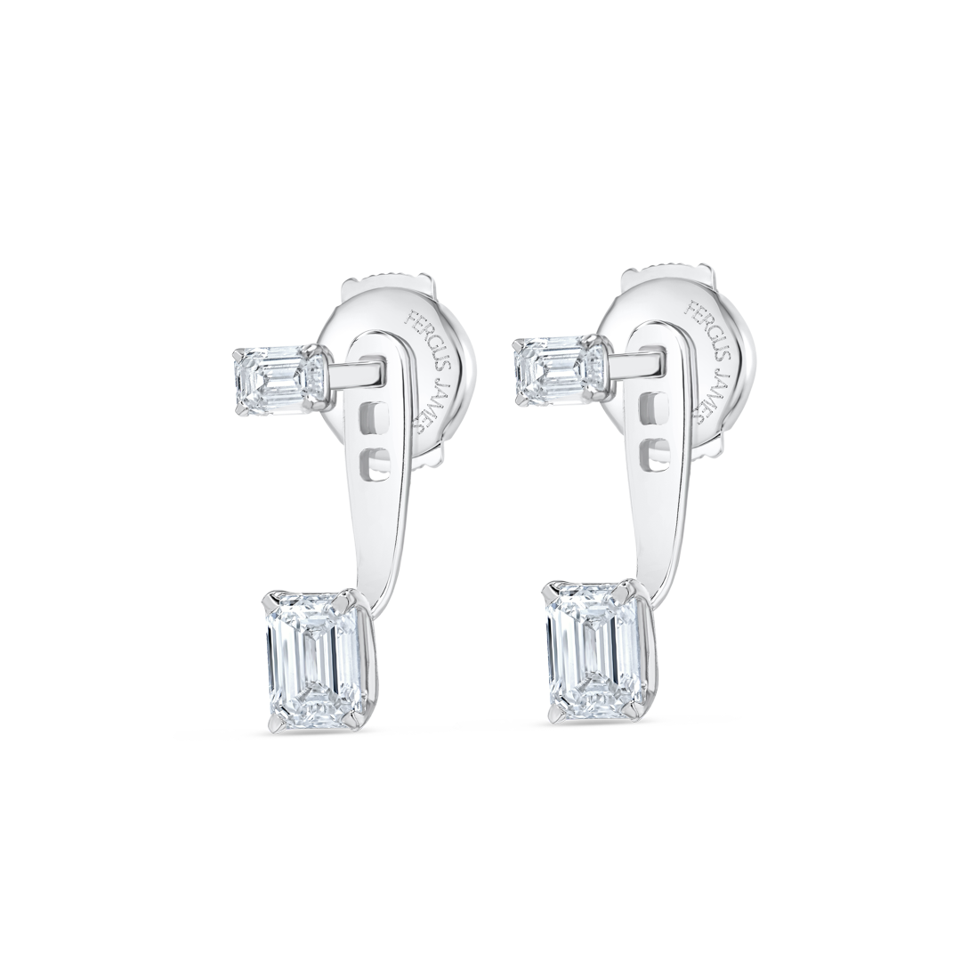 Luminous Diamond Earrings Illumination - Emerald Shaped Diamond