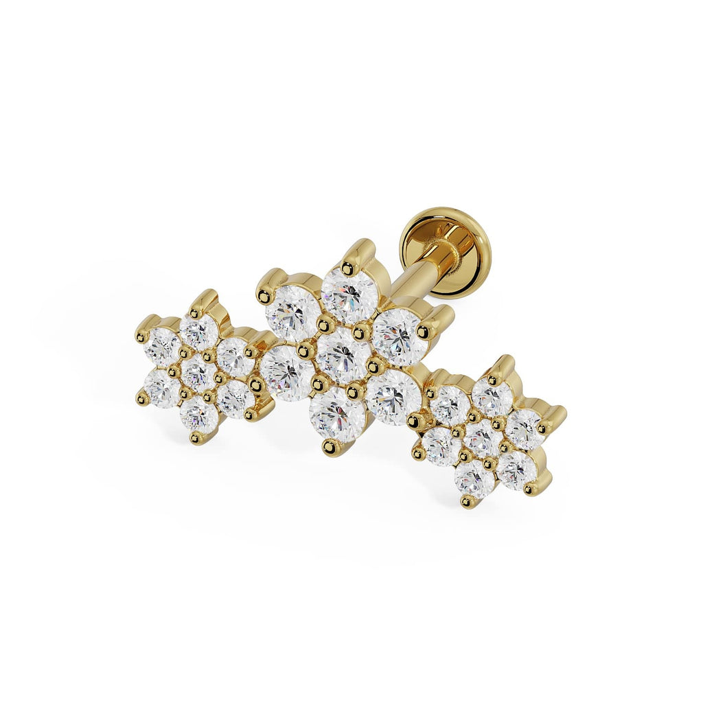 Timeless Ear Piercing Grace - Triple Flower Flat