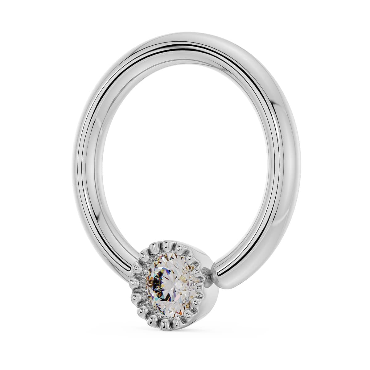 Timeless Ear Piercing Elegance - Diamond Perlage Fixed
