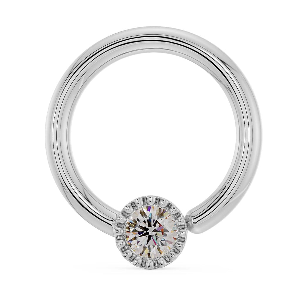 Timeless Ear Piercing Elegance - Diamond Perlage Fixed