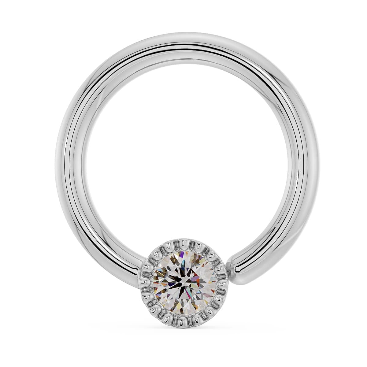 Timeless Ear Piercing Elegance - Diamond Perlage Fixed