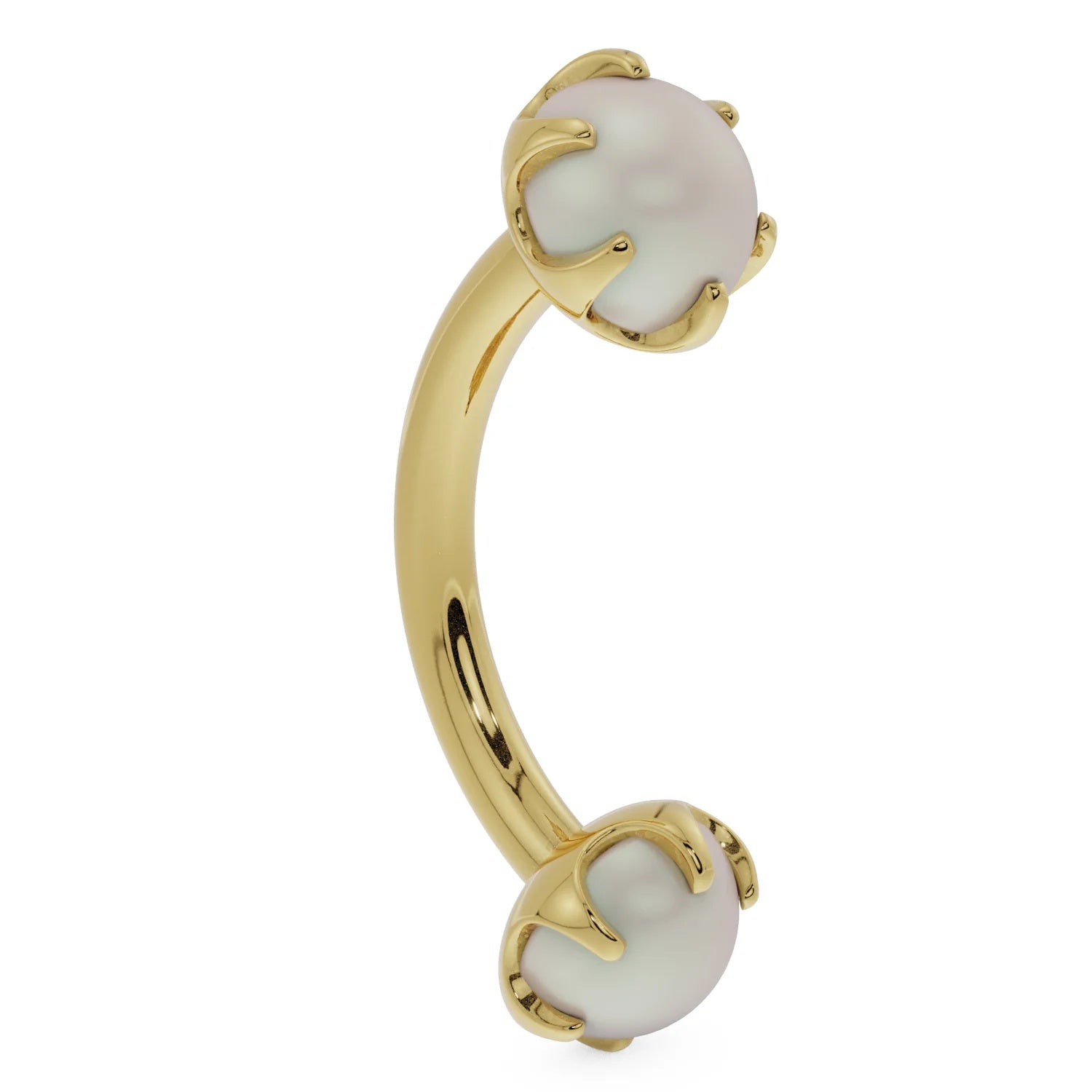 Sovereign Ear Piercing Elegance - Pearl Prong-Set Curved