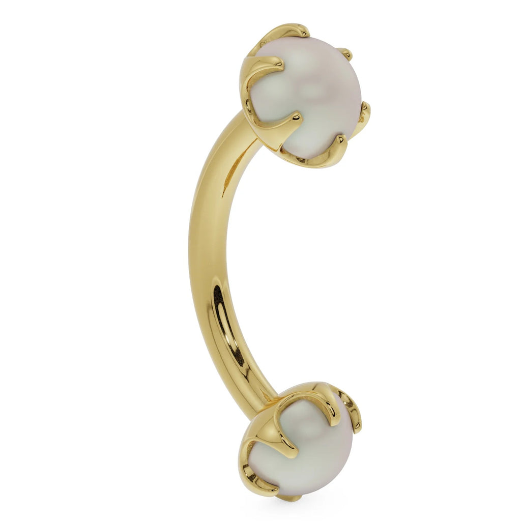 Sovereign Ear Piercing Elegance - Pearl Prong-Set Curved