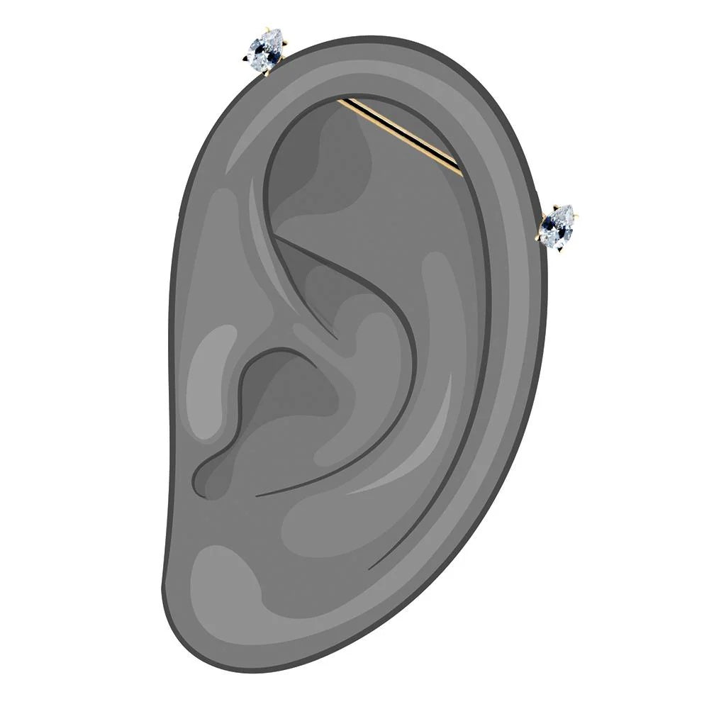 Timeless Ear Piercing Heirloom - Clear Teardrop Gem