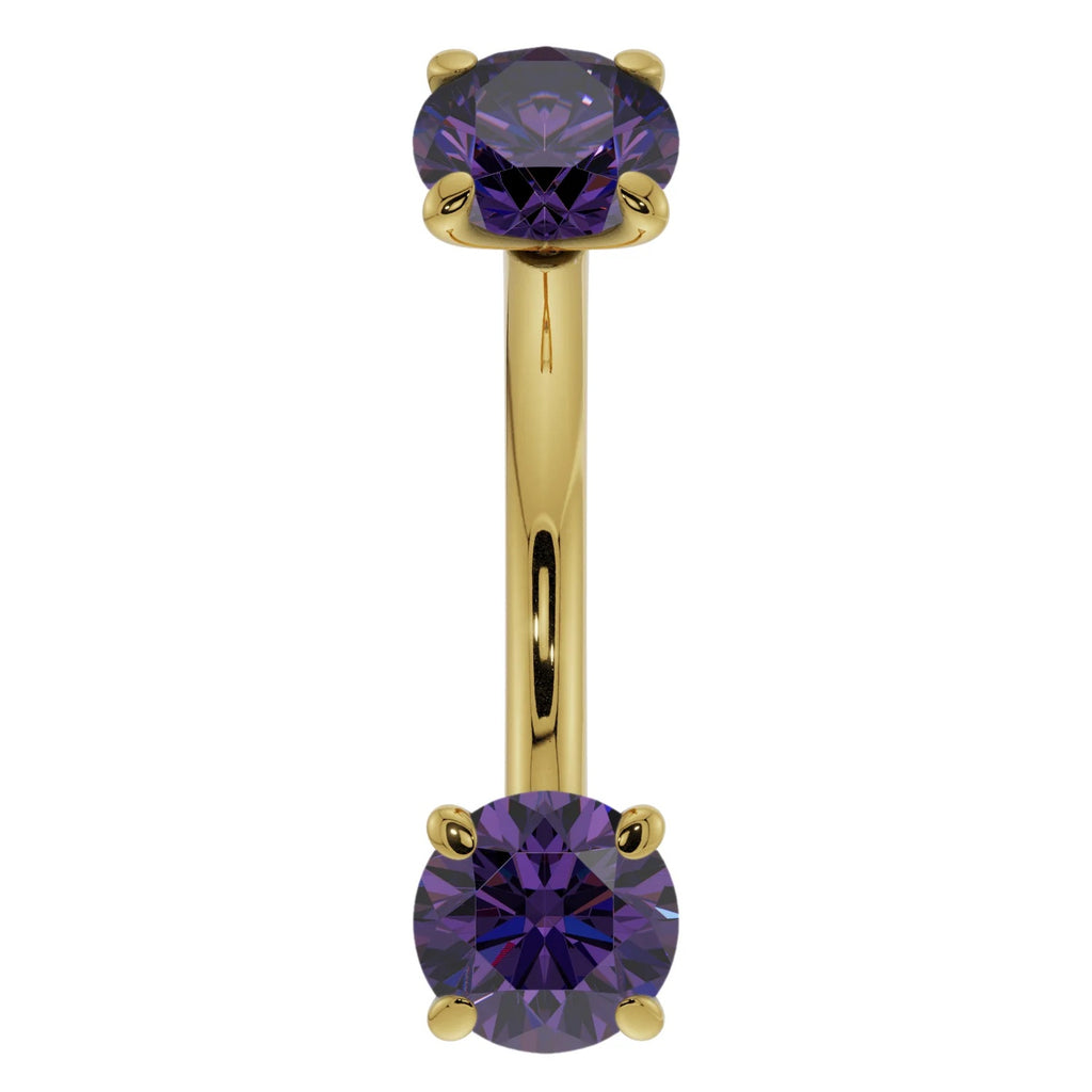 Royal Ear Piercing Elegance - Amethyst Prong-Set Curved